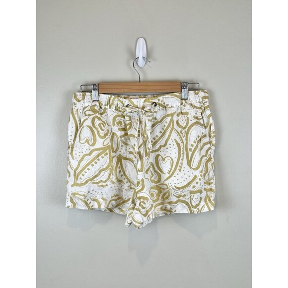 C&C California Womens 100% Linen Shorts Sz‎ M Abstract Print Pull On Vacation - Picture 1 of 8